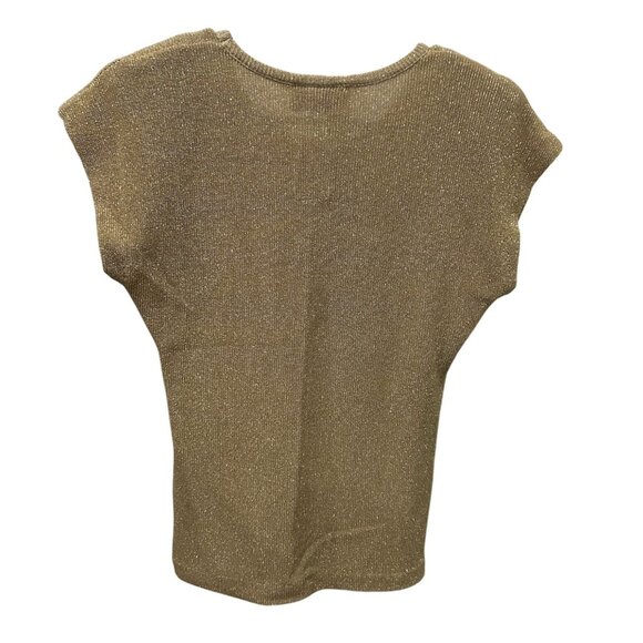City Girl Sport Small Gold Sparkle Knit Cap Sleeve Top Shimmer Metallic Holiday - Picture 2 of 7